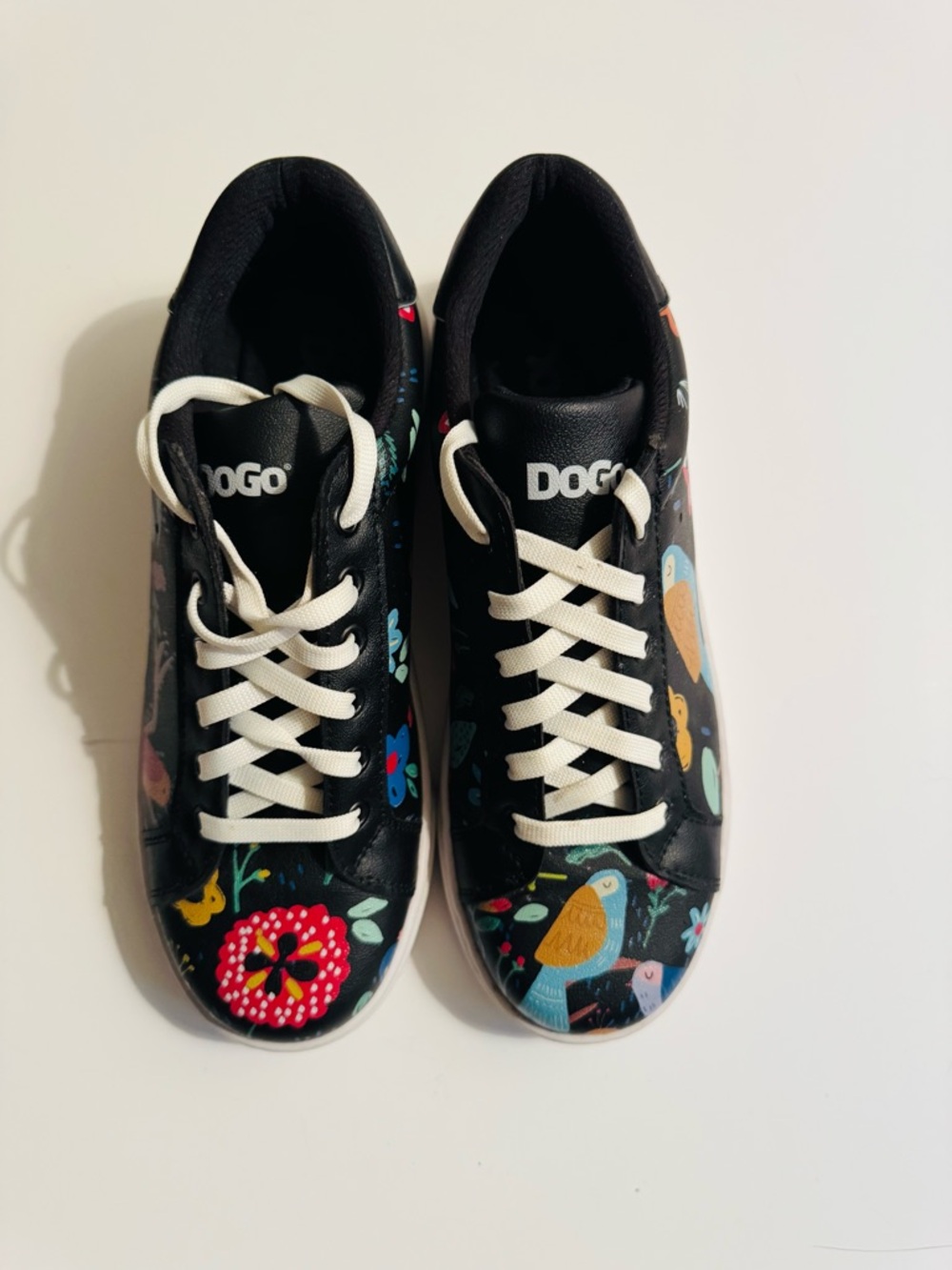 DOGO Women's Black Floral Bird Sneakers - Picture 2 of 8